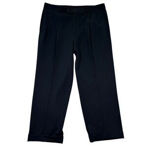 Brooks‎ Brothers Mens Pleated Wool Dress Pants 36x27 Black Classic Fit Trousers